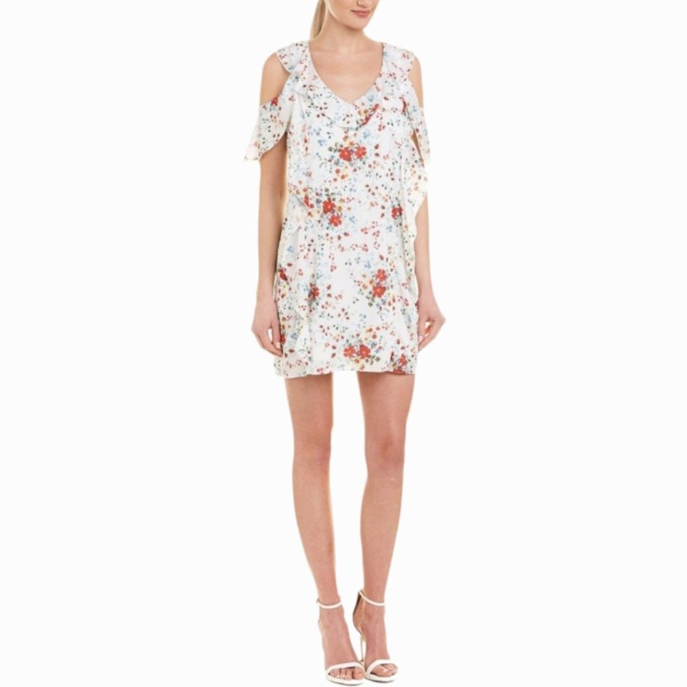 Parker Spring Ditsy Floral Cold Shoulder V Neck Dress Size M
